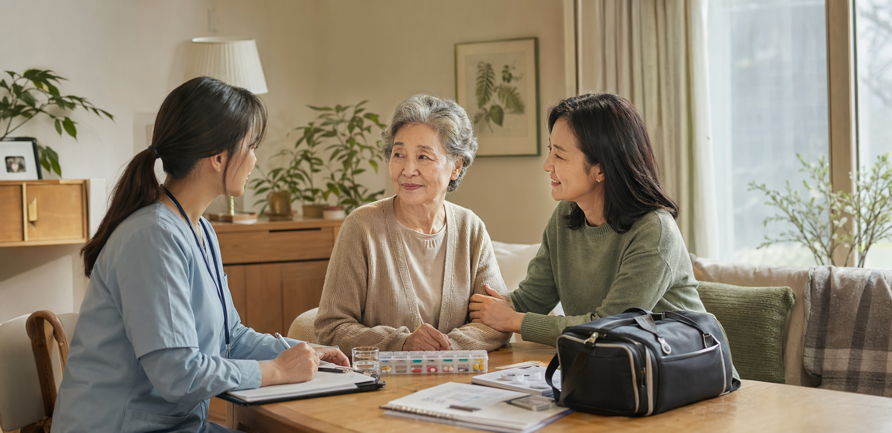 간병과 돌봄 흐름을 정리한 장면